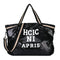 Letters Sequin Crossbody Shopping Bags Women Large Shoulder Handbag (Black)