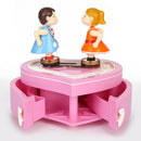 Retro Rotary Music Box Wedding Party Ornament Girl Valentine Gift (Pink) A