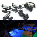 4x 3 LED Car Charge 12V Glow Interior Decorative 4in1 Atmosphere Light Lamp Blue