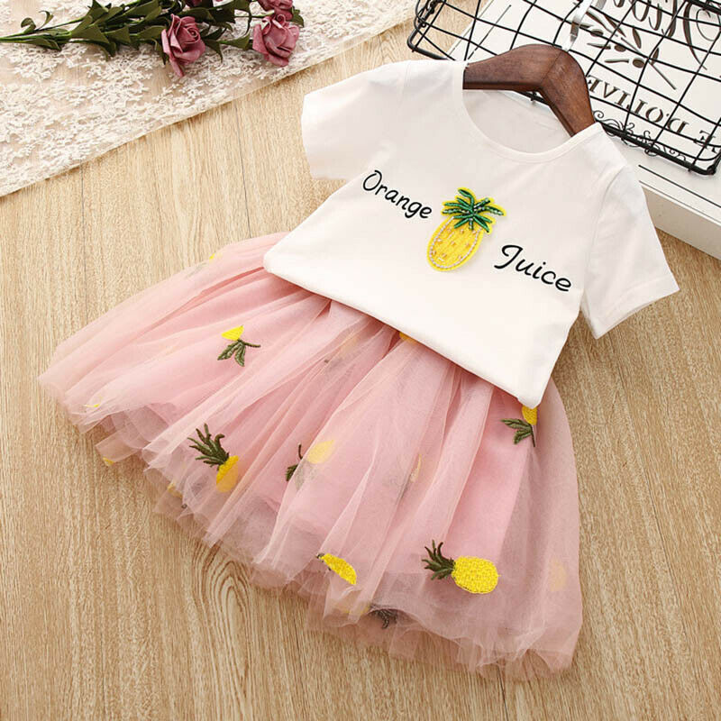 Cute Baby Girls Clothes Sets Summer Short Sleeve Pineapple Print T Shirts A O5Q5