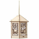 Wooden house, Christmas decorations light, small hotel bar Christmas tree w