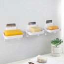 Practical 3 White Punch-Free Soap Boxes With Hooks For Bathroom Useful