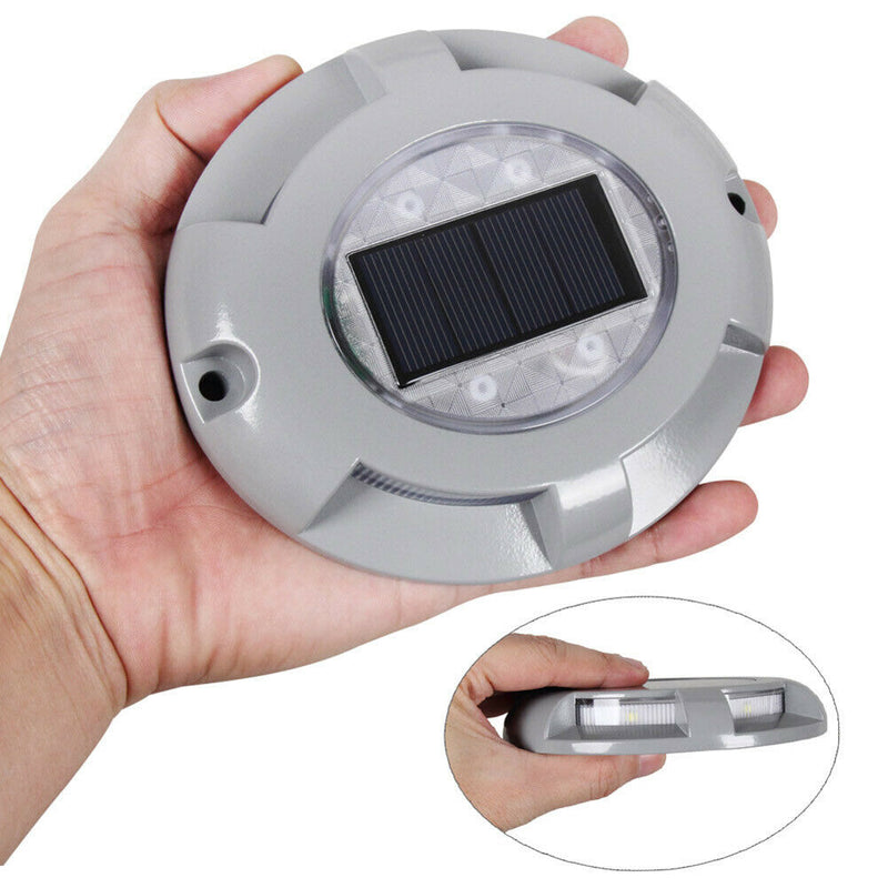 4LED Round Ground Light Waterproof Solar Underground Lamp (Cold White) A
