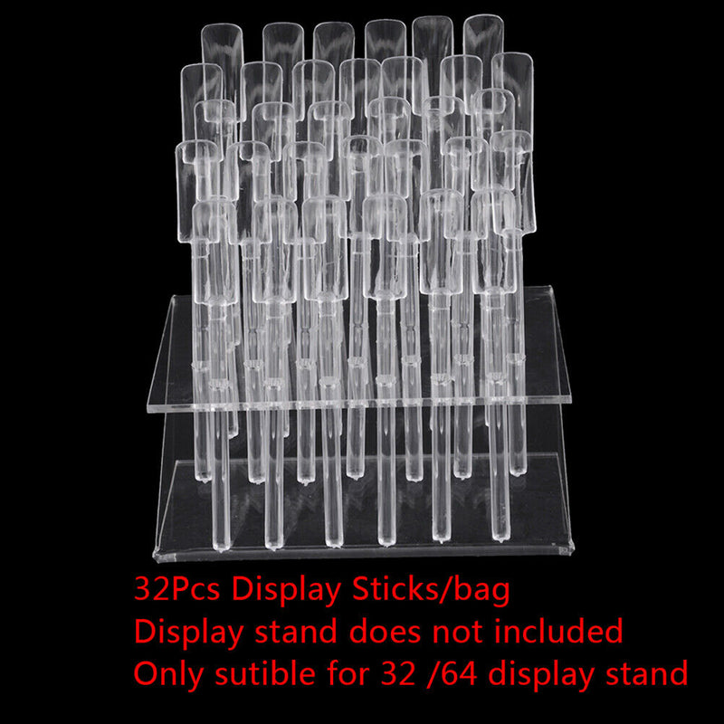 32 Tips   Sticks Nail Art Clear Tips Display Stand Nail Polish Training Too Pg