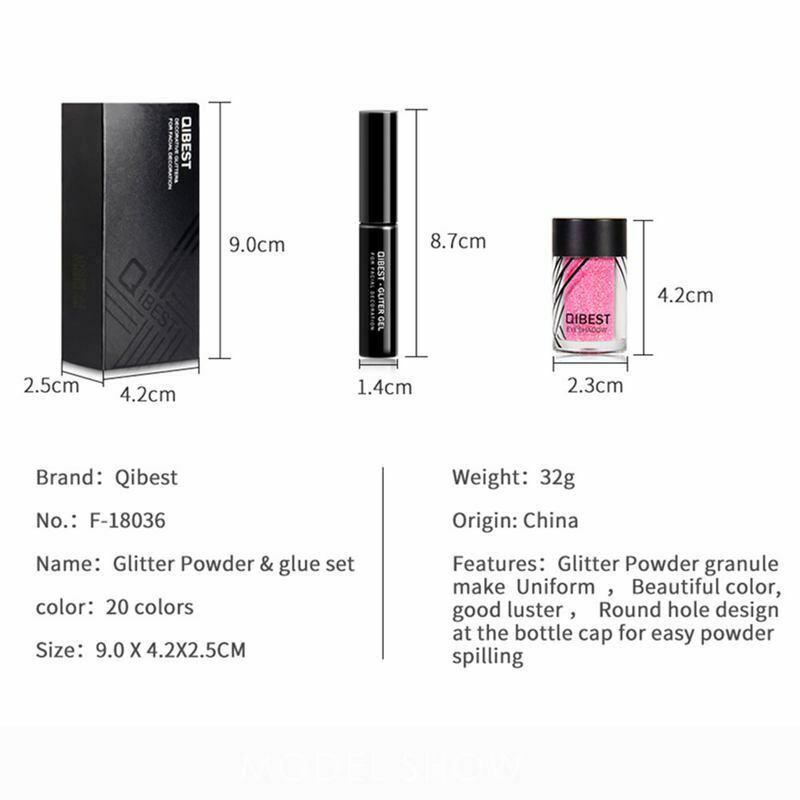 QiBest Shimmer Glitter powder Eye Shadow Face Eyes Lips Nails and Glue Wate A8Y4