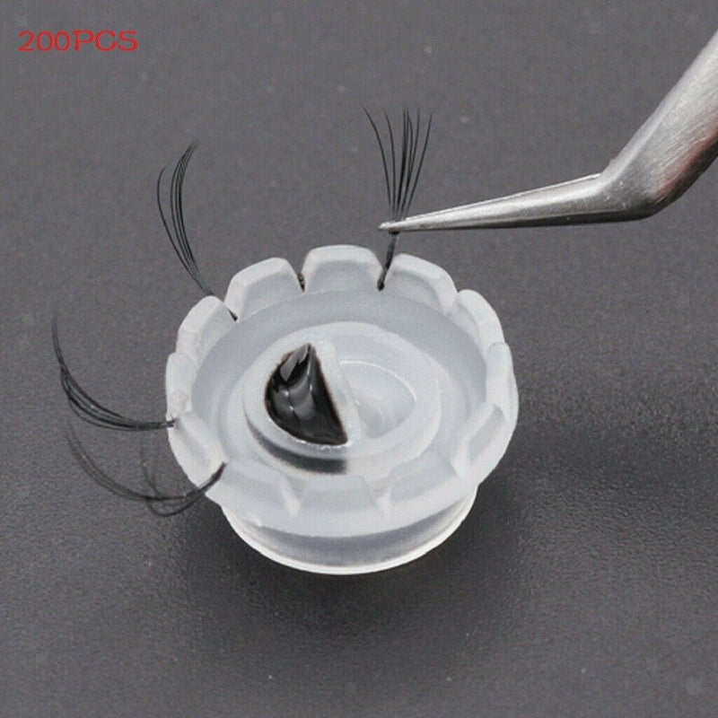 200Pcs Clear Individual Eyelash Glue Holder Quick Eye Lashes Blossom Cups