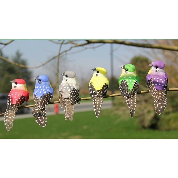 12 Pieces Feather And Foam Birds Home Artificial