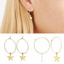 Elegant 1Pair Star Earrings Ear Hook Drop Hoop Pendant Dangle Women Jewellery