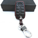 Black Leather Smart Remote 4 Buttons Key Chain Holder Cover Fob For Kia K5 K3
