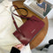 Retro Women Shoulder Bags Flap PU Leather Casual Solid Handbags (Wine Red)