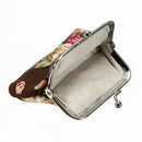 Women Roses Floral Fabric Clip Mini Small Coin Pocket Purse Bag Clutch