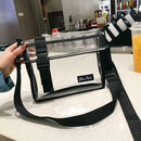 Transparent PVC Shoulder Messenger Bag Unisex Casual Crossbody Bags (Black)