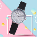 Waterproof Star Sky Quartz Watch Women Leather Strap Wristwatch (Black A) A