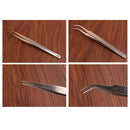 2Pcs Stainless Steel False Eyelash Extension Curved Straight Tweezers Kit KYW