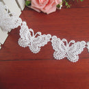 Wholesale 1Yard Embroidered Butterfly Lace Trim Ribbon Wedding Sewing DIY Craft