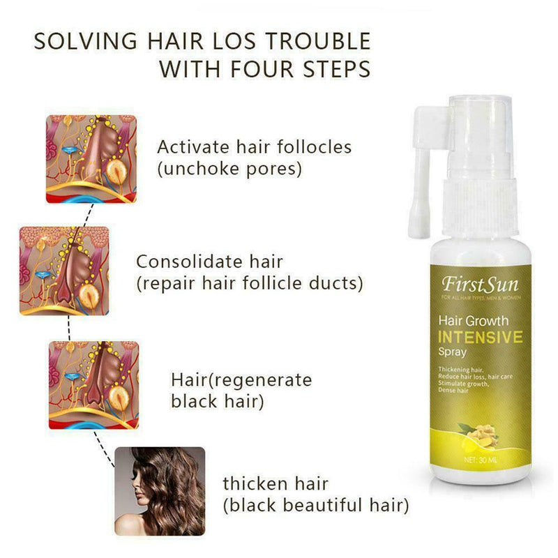 30ML Natural Hair Growth Spray Fast Thick For Men Hair Women Oil Treament Q5Y7