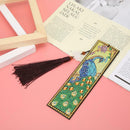 DIY Peafowl Special Shaped Diamond Painting Leather Tassel Bookmark Gift