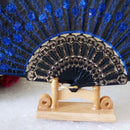 Elegant Embroidered Flower Peacock Pattern Sequin Fabric Folding Handheld H