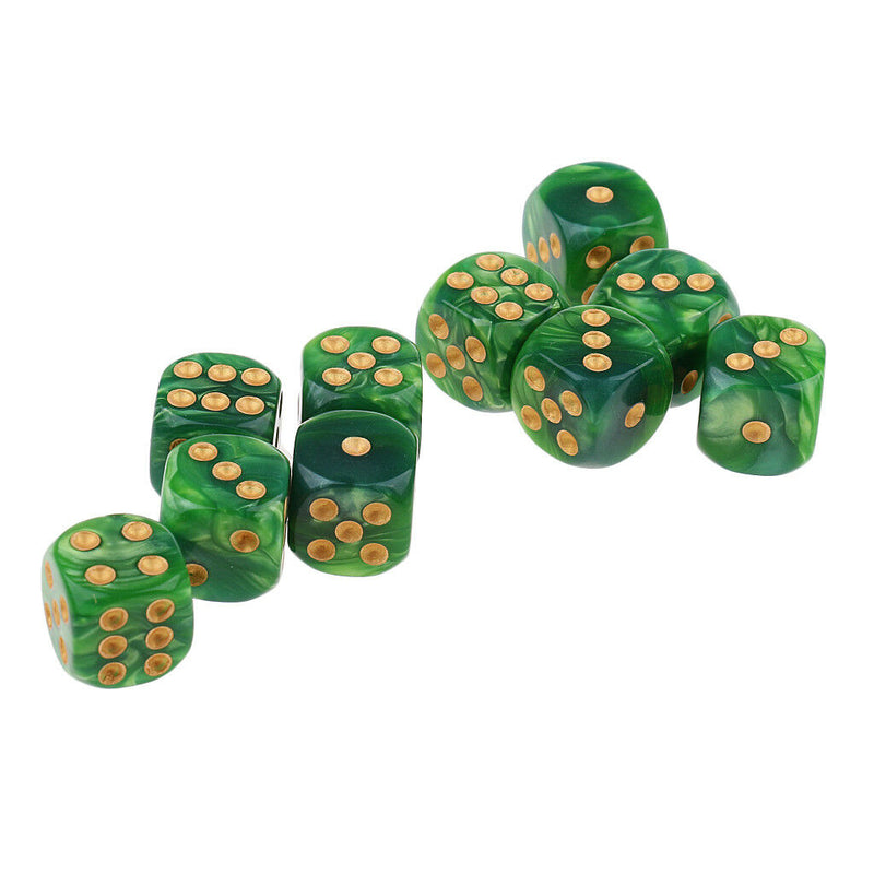 10Pcs Yellow Six Sided D6 Dice Dies for Dungeons & Dragons Role Play Accs