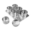 6X Stainless Steel Magnetic Spice Rack Herb Pot Jar Kitchen Storage Holder Stand