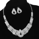 New Women's Luxury Crystal Rhinestone Necklace Earrings Set for Bridal Wedding