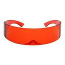 2pcs Futuristic Wrap Visor Sunglasses Robotic Narrow Flat Top Sun Glasses