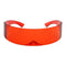 2pcs Futuristic Wrap Visor Sunglasses Robotic Narrow Flat Top Sun Glasses