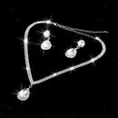 Wedding Prom Bridal Crystal Diamante Tear Drop Necklace Earrings Jewelry Set