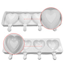Silicone 4 Holes Heart Shaped Popsicle Molds Freezer Ice Maker Chocolate Dess OZ