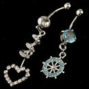 5Pcs Crystal Dreamcatcher Dangle Navel Belly Button Ring Bar Body Jewelry