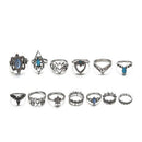 13 Piece Set Rings Fashion Retro Boho Dainty Bohemian Party Star gem Jewelry Ew