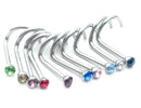 10pc Rhinestone Stainless Steel Screw Nose Hoop Ring Studs Body Piercing Jewelry
