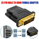HDMI to DVI D 24+1/ 25 Pin Adapter Female 1080P for HDTV Plasma DVD Projector PC