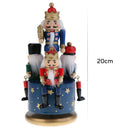 1* 20CM Wooden Nutcracker Music Box Handpainted 4 Soldier Christmas Decoration