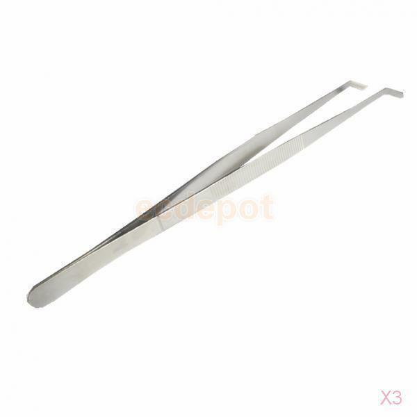 3x 12"(300mm) Stainless Steel Feeding Tweezer,Feeding Tongs,Round Tip f/ Reptile