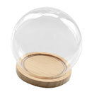 Glass Display Cloche Bell Jar Dome Flower Vase & Wooden Base 15cmx14cm (DXH)