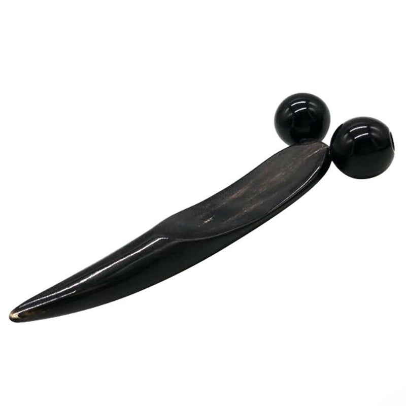Natural Ox Horn Y-shape Guasha Facial Massage Tool Dual Roller Face Thin Massage