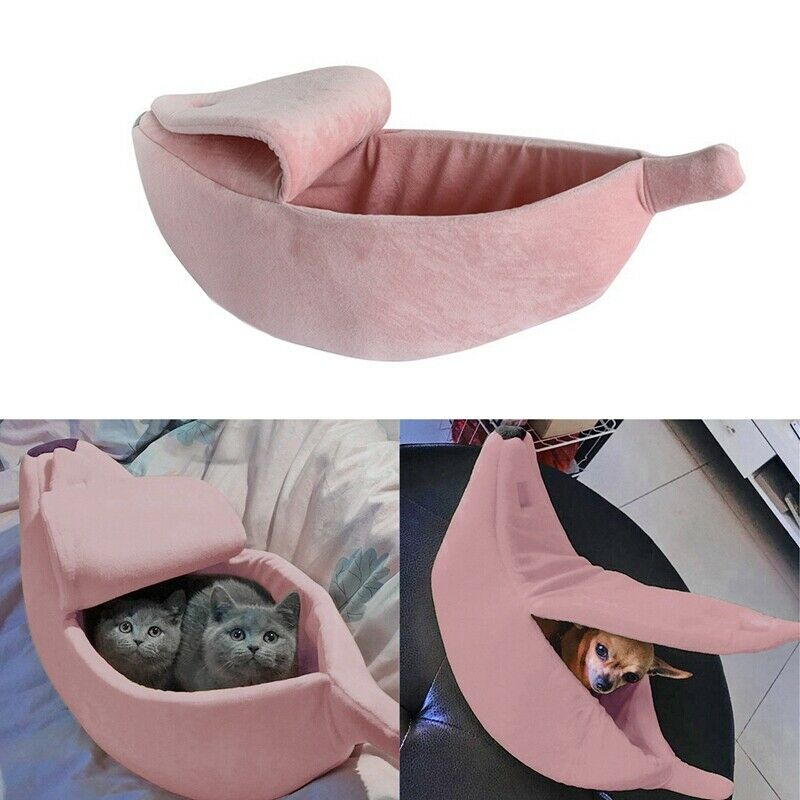 Pet Banana Bed Dog Mat Soft Cotton Warm Pet Blanket Sleeping Bed Cover Mat