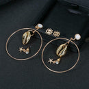 3 Pairs Shell Seastar Ear Stud Round Circle Earrings Wedding Jewelry Gift A