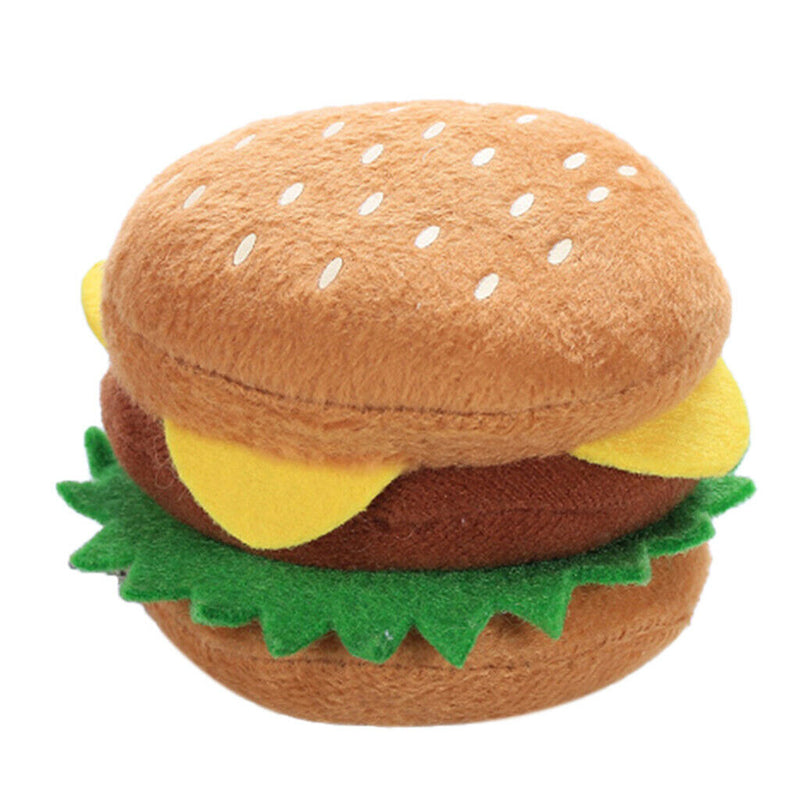 Squeaky Stuffed Plush Dog Toys - Hamburger Shaped - Pack of 2