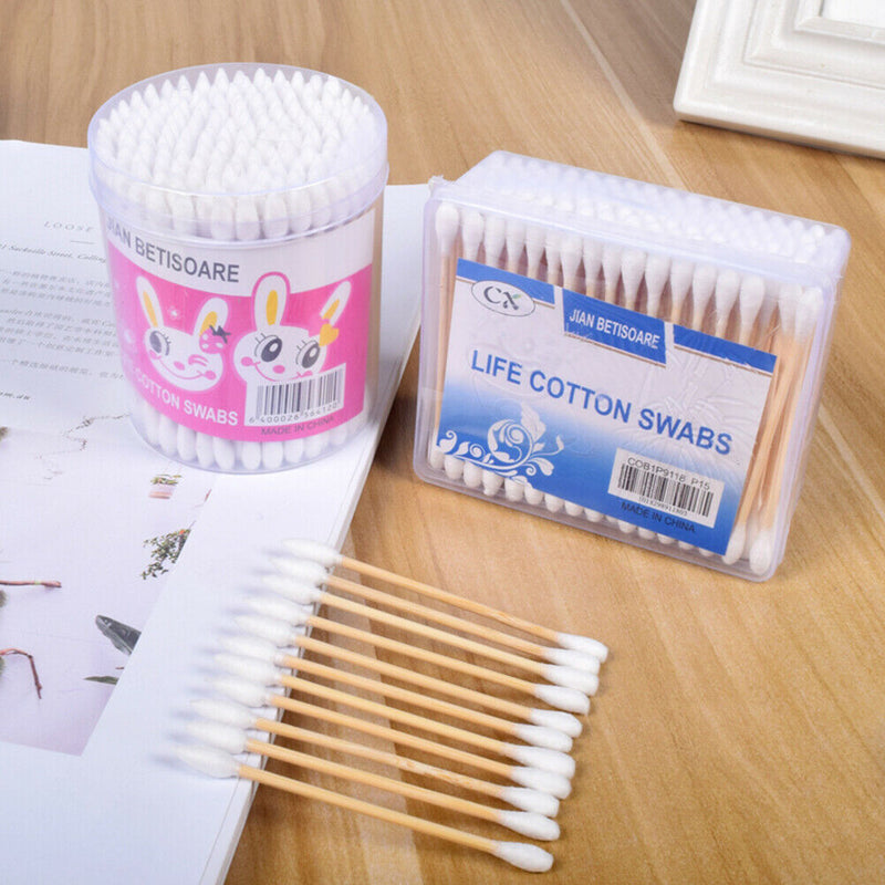 100pcs/box Disposable Double Heads Cotton Swabs Makeup Cotton Buds (Square) A