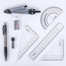 8pcs Ruler Pencil Core Compasses Pencil Eraser Set Student School Stationery