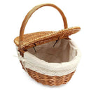 Handmade Wicker Basket with Handle, Wicker Camping Picnic Basket with Doubl N4P5