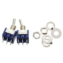 2 Pcs Blue Mini DPDT ON/ON Toggle Switchs w 6 Terminals F8T4