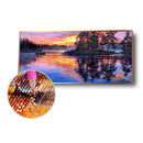 Diamond Painting Sunset Lake Scene Full Round Drill Wall Picture 60x30cm