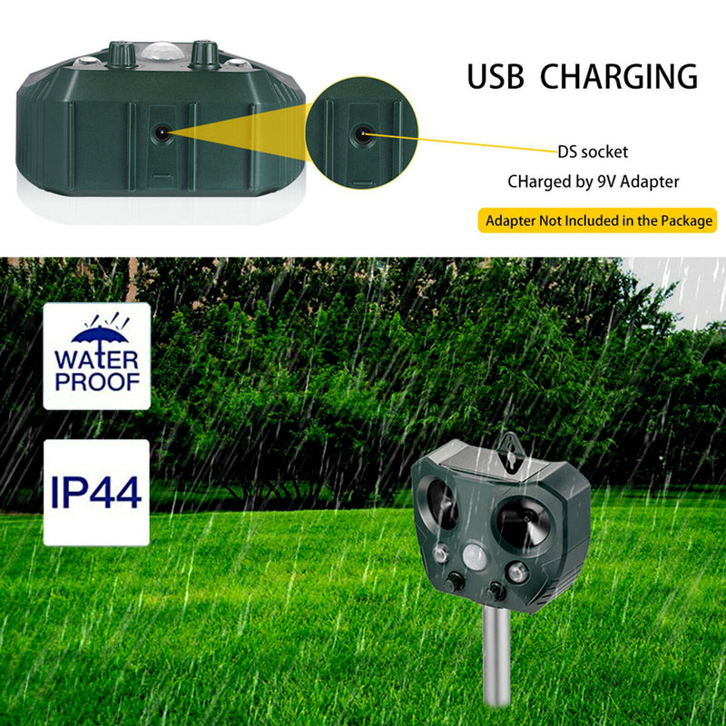 Solar Powered Animal Repeller Garden Squirrel Cat Dog Scarer Deterrent