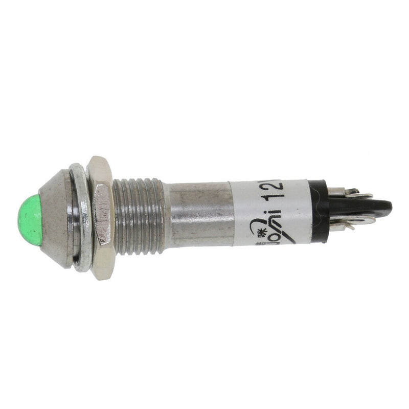 10pcs 8mm 12V Green LED Metal Indicator Pilot Light XD8-2