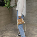 New Summer Small Square Bag Straw Small Bag Shoulder Slung Handbag Creamy-W