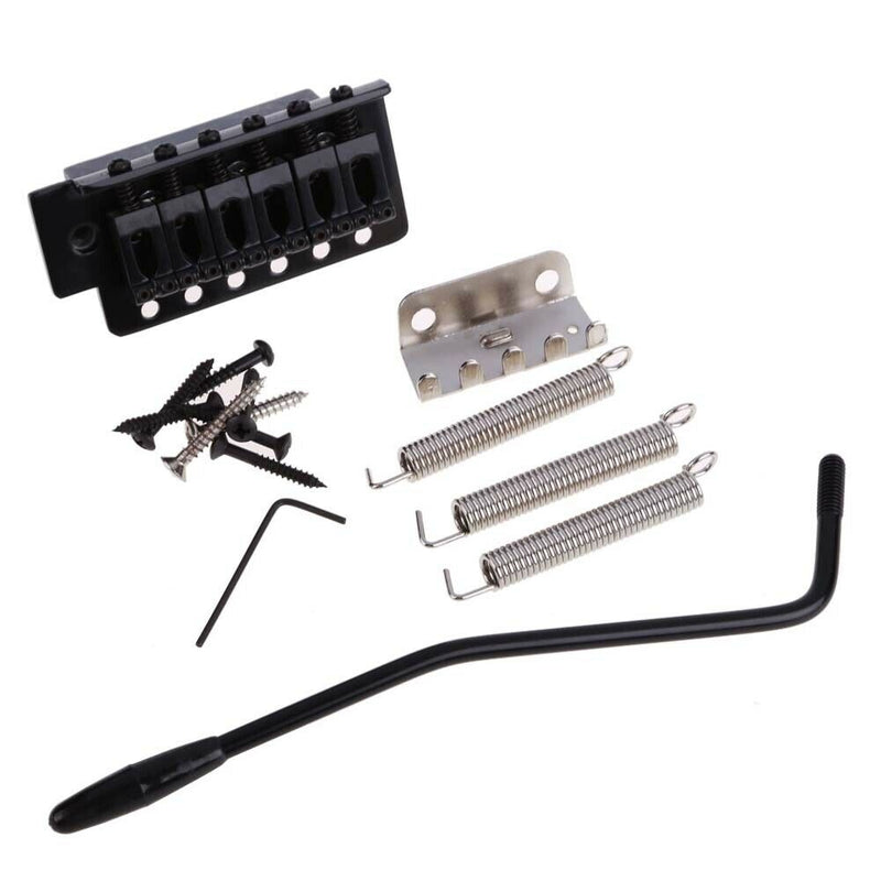 1 Set 6 Strings Parts Electric Guitar Metal Black Tremolo Bridge With Bar Screws