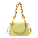 Candy Color PU Leather Crossbody Bags Women Chain Shoulder Totes (Yellow) A